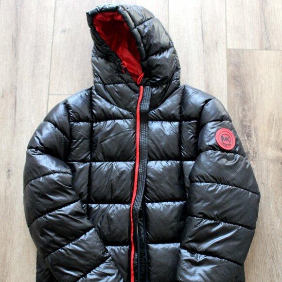 MICHAEL KORS Men's Ripstop Hooded Puffer Jacket In Black Size Medium - Picture 1 of 5
